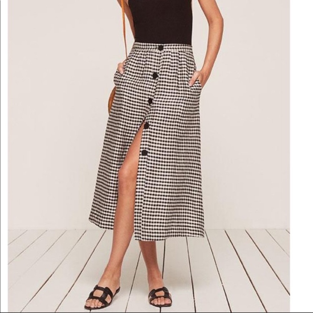 NEW Reformation Valenti Skirt Gingham Plaid Midi 2